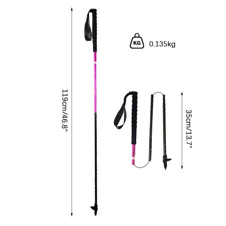 135g Ultralight 3K Carbon Fiber Outdoor Foldable Hiking Trekking Poles Nordic Walking Sticks 