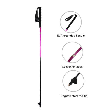 135g Ultralight 3K Carbon Fiber Outdoor Foldable Hiking Trekking Poles Nordic Walking Sticks 