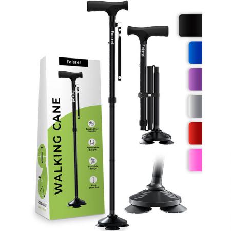 New Old Man Walking Stick Collapsible Canes T Grips Elder Stable Crutch No Slip Pole Folding Hiking Elderly Walk 