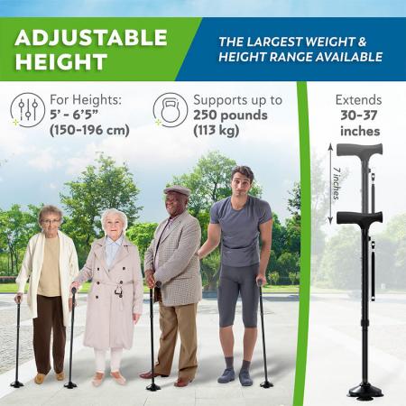New Old Man Walking Stick Collapsible Canes T Grips Elder Stable Crutch No Slip Pole Folding Hiking Elderly Walk 