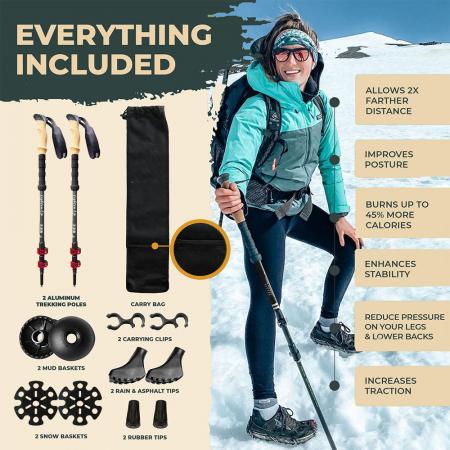 6013 Aluminum Lightweight Telescopic With Quick Adjustable Locks Trekking Pole