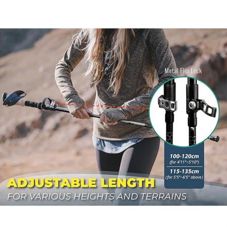 Collapsible Normal Carbon Ultralight Trekking Poles For Hiking 