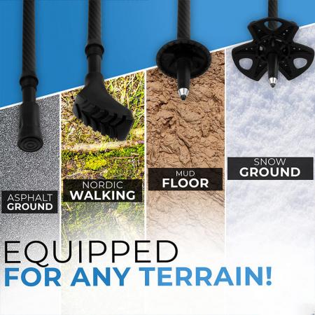 Telescopic Lightweight Aluminum 7075 Hiking Pole Walking Sticks With Cork Grips For Adults And Kids 