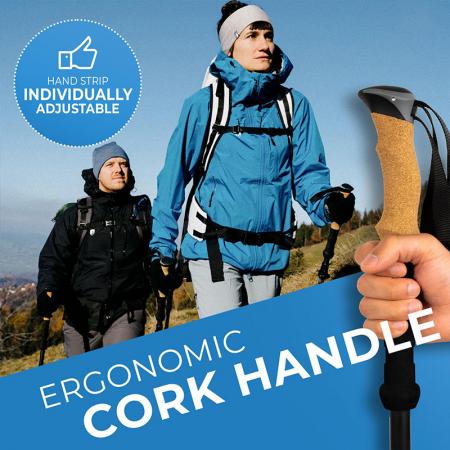 Telescopic Lightweight Aluminum 7075 Hiking Pole Walking Sticks With Cork Grips For Adults And Kids 
