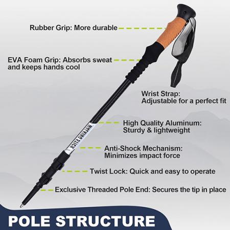 3K Carbon Ultralight Retractable Trekking Cane Outdoor Climbing Equipment