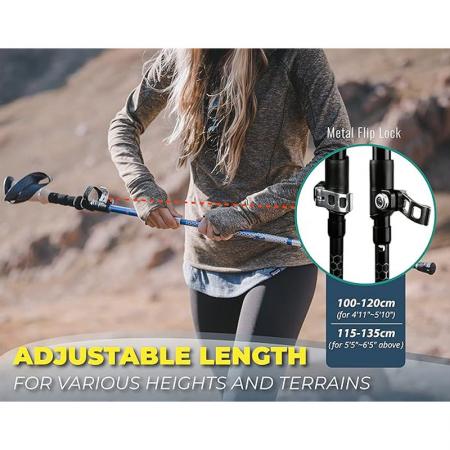 Carbon fiber aluminum folding foldable nordic trekking poles hiking poles 7075 walking stick For Tracking