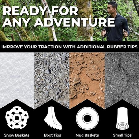 Walking Trekking Poles Collapsible Lightweight Hiking Walking Running Sticks with Natural Cork Grips Flip Locks with Carry Bag