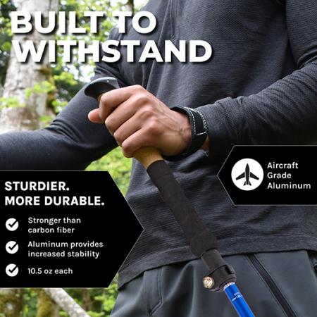 Walking Trekking Poles Collapsible Lightweight Hiking Walking Running Sticks with Natural Cork Grips Flip Locks with Carry Bag