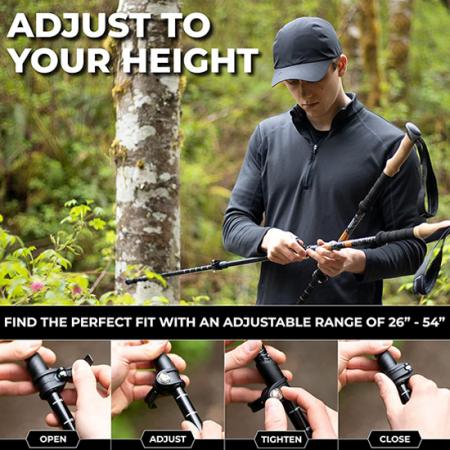 Walking Trekking Poles Collapsible Lightweight Hiking Walking Running Sticks with Natural Cork Grips Flip Locks with Carry Bag