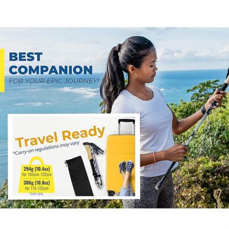 Carbon fiber aluminum folding foldable nordic trekking poles hiking poles 7075 walking stick For Tracking