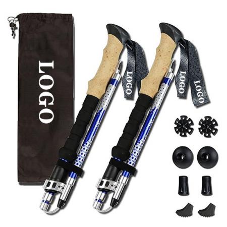Carbon fiber aluminum folding foldable nordic trekking poles hiking poles 7075 walking stick For Tracking