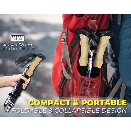 Carbon fiber aluminum folding foldable nordic trekking poles hiking poles 7075 walking stick For Tracking