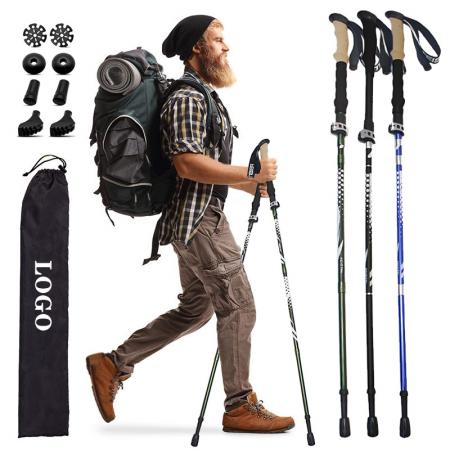 Five-section Folding Trekking Pole Ultra-light 7075 Aluminum Outer Lock Alloy Outdoor Trekking Pole