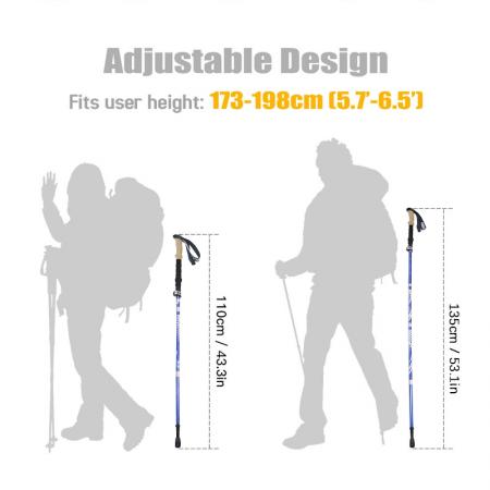 Five-section Folding Trekking Pole Ultra-light 7075 Aluminum Outer Lock Alloy Outdoor Trekking Pole