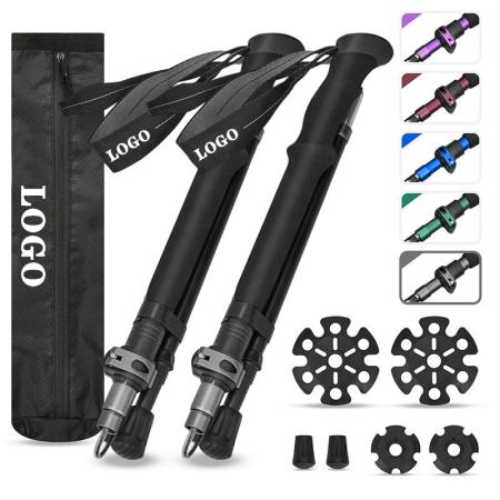3K Carbon Collapsible Folding Walking Sticks with Adjustable Quick Flip-Lock Design