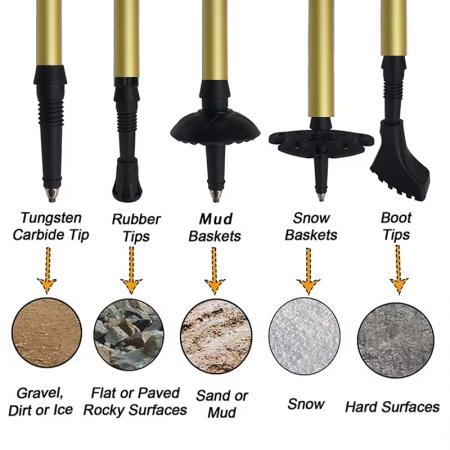 Five Section Aluminum Alloy Suit Compatible Outdoor Multi-Functional Folding EVA Climbing Walking Stick 