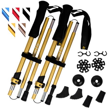 Five Section Aluminum Alloy Suit Compatible Outdoor Multi-Functional Folding EVA Climbing Walking Stick 