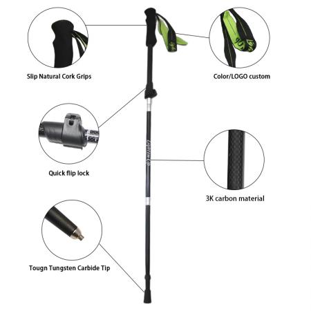 Ultra-Light Aluminum 7075 Outdoor Hiking Climbing Set EVA Handle Multifunctional Foldable Walking Poles 