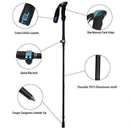 5 Sections 7075 Aluminum Alloy Telescopic Folding Hiking Trekking Walking Stick with EVA Handle 