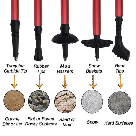 Factory Price Aluminum Alloy Ultralight Folding Trekking Poles Adjustable Hiking Stick for Camping Backpacking 