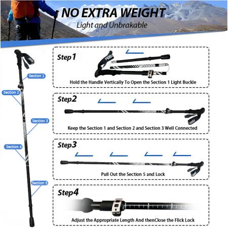 Ultralight Portable Folding Foldable Duralumin Aluminum 7075 Trekking Poles Hiking Sticks 