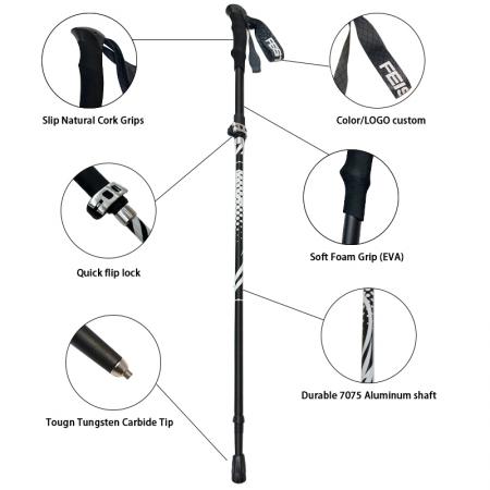 Ultralight Portable Folding Foldable Duralumin Aluminum 7075 Trekking Poles Hiking Sticks 
