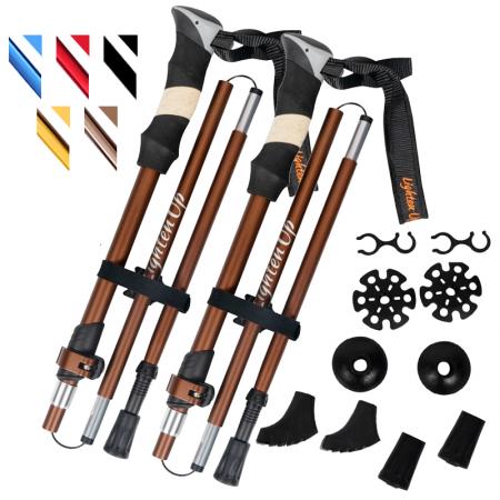 Ultralight 6061 Aluminum Alloy 5 Section Foldable Trekking Pole Modern Adjustable Outdoor Walking Stick EVA Handle 