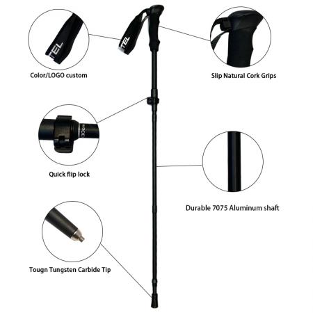Ultralight 6061 Aluminum Alloy 5 Section Foldable EVA Handle Trekking Pole Modern Adjustable Outdoor Hiking Pole 