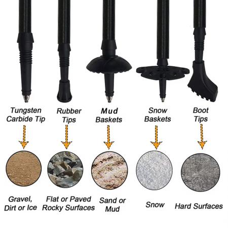 Collapsible Trekking Poles 7075 Aluminium Alloy Cane Adjustable Walking Stick With Cork Handle 