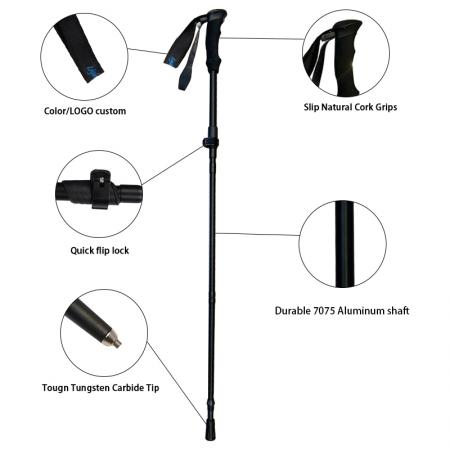 Bestselling Lightweight Aluminium 7075 Trekking Poles Telescopic and Foldable Hiking Poles 