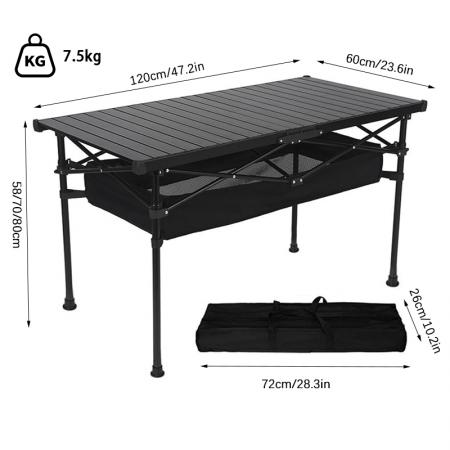 Portable Outdoor Camping Adjustable Aluminium Beach Folding Picnic Table Custom Wholesale