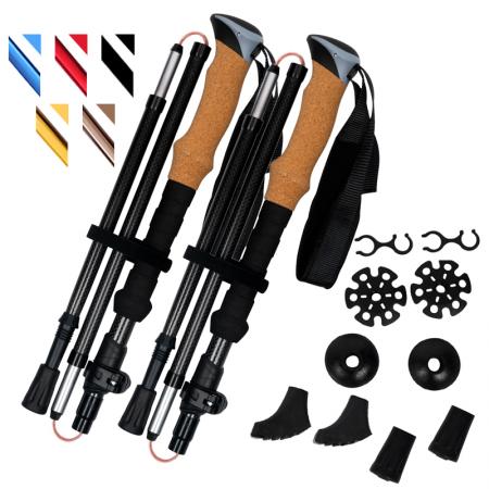 Aluminum Alloy Folding Cane Cork Grips Adjustable Climbing Stick With Rubber Tipped Hiking Trekking Pole 