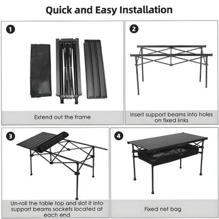 Portable Outdoor Camping Adjustable Aluminium Beach Folding Picnic Table Custom Wholesale