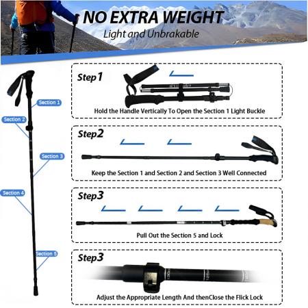 Bestselling Lightweight Aluminium 7075 Trekking Poles Telescopic and Foldable Hiking Poles 