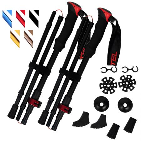 Customized Logo Trekking Poles Collapsible Hiking Poles Lightweight Aluminum Foldable Hiking Stick 