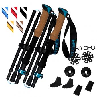 Aluminum Cork Handle Folding Trekking Poles