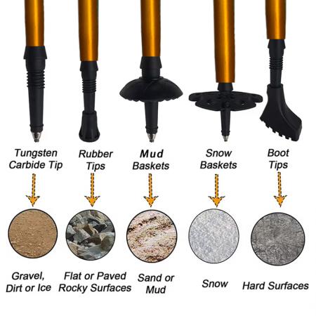 1 Pair 5 Subsection Collapsible Nordic Extendable Folding Aluminum Trekking Hiking Poles 