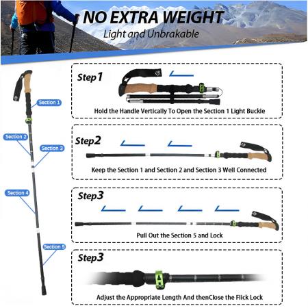 Factory Price Camping Aluminum Alloy Ultralight Telescopic Folding Trekking Poles Adjustable Hiking Stick 
