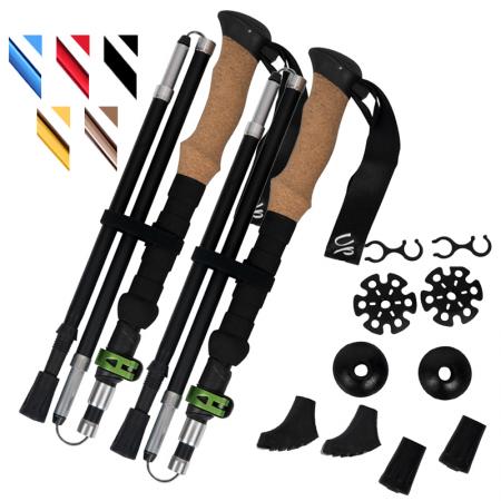 Factory Price Camping Aluminum Alloy Ultralight Telescopic Folding Trekking Poles Adjustable Hiking Stick 