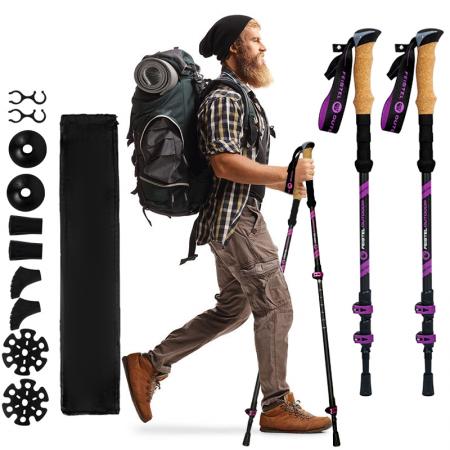 Factory Supply Telescopic 3 Sections Adjustable Walking Stick Aircraft Aluminum 7075 Tracking Trekking Poles