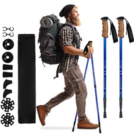 Adjustable Hiking Poles With Quick Flip Lock Lightweight Collapsible Durable 7075 Aluminum Trekking Pole