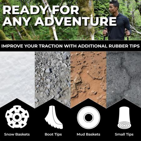 Lightweight Aviation Grade Aluminum Trekking Poles Extended Grips And Tip Accessories For Outdoor Active 