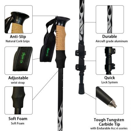 Factory Direct Sale of High Strength Aluminum Alloy Trekking Poles Telescopic Version Suitable for Mountaineering Hiking 