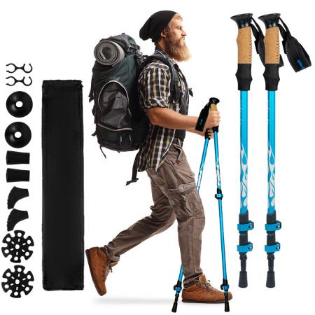 Outdoor Custom Logo Telescopic Trekking Hiking Pole Manufacturers Aluminum 7075 Trekking Pole 