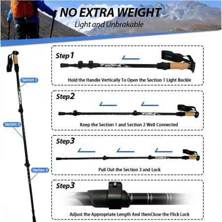 Factory Direct Sale of High Strength Aluminum Alloy Trekking Poles Telescopic Version Suitable for Mountaineering Hiking 