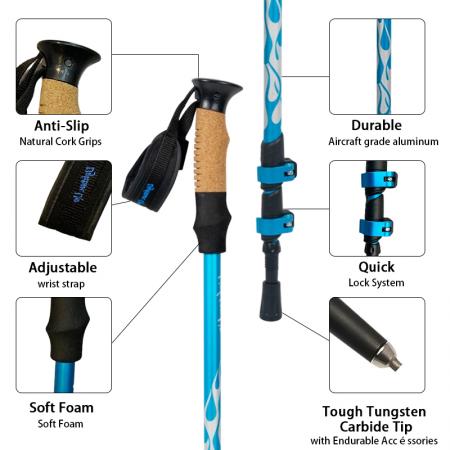 Outdoor Custom Logo Telescopic Trekking Hiking Pole Manufacturers Aluminum 7075 Trekking Pole 