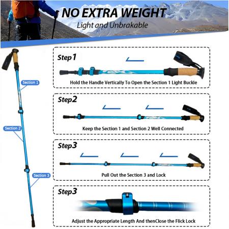 Outdoor Custom Logo Telescopic Trekking Hiking Pole Manufacturers Aluminum 7075 Trekking Pole 