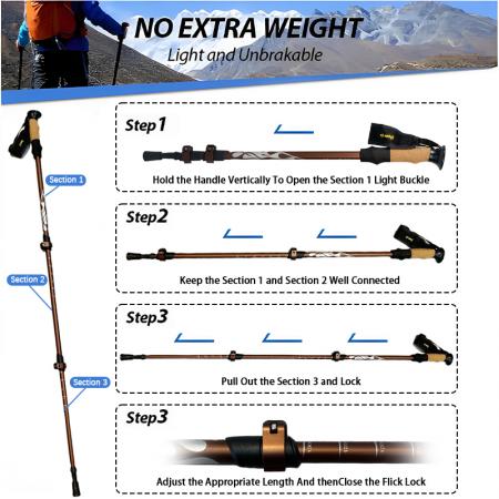High Quality Ski Poles Telescoping Crutch Trekking Pole Carbon Nordic Walking Sticks Trekking Pole 