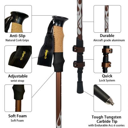 High Quality Ski Poles Telescoping Crutch Trekking Pole Carbon Nordic Walking Sticks Trekking Pole 
