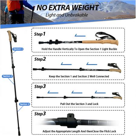 Wholesale Ultra Light 90% Aluminum Trekking Pole Nordic Walking Stick Telescopic Cork Handle Flick Outer Lock 